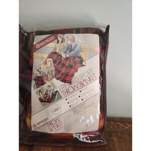 Vintage Beacon Throw Blanket Picnic Plaid Fringed Sport Acrylic
